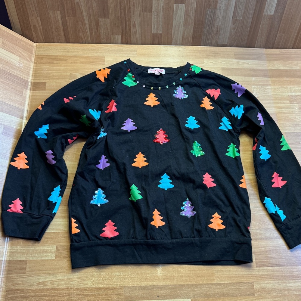 HAVEN Girl Blingy  Christmas tree sweatshirt, size 10